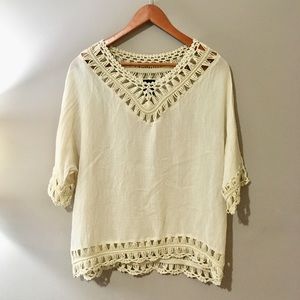 Sheer BOBEAU Blouse w/ Woven Details